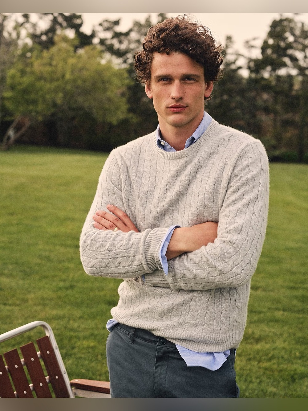 J. Crew Sweater Mens Large 100% Cashmere Cable Knit Crew